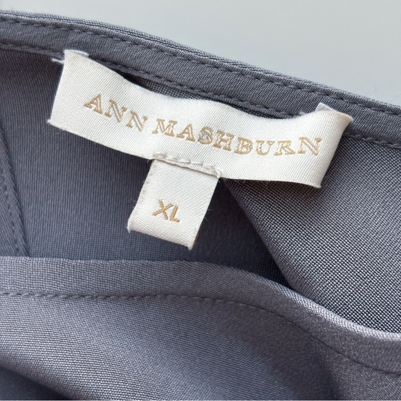 Ann Mashburn Ruffle Silk Blouse XL Grey Long Sleeve - Picture 6 of 8